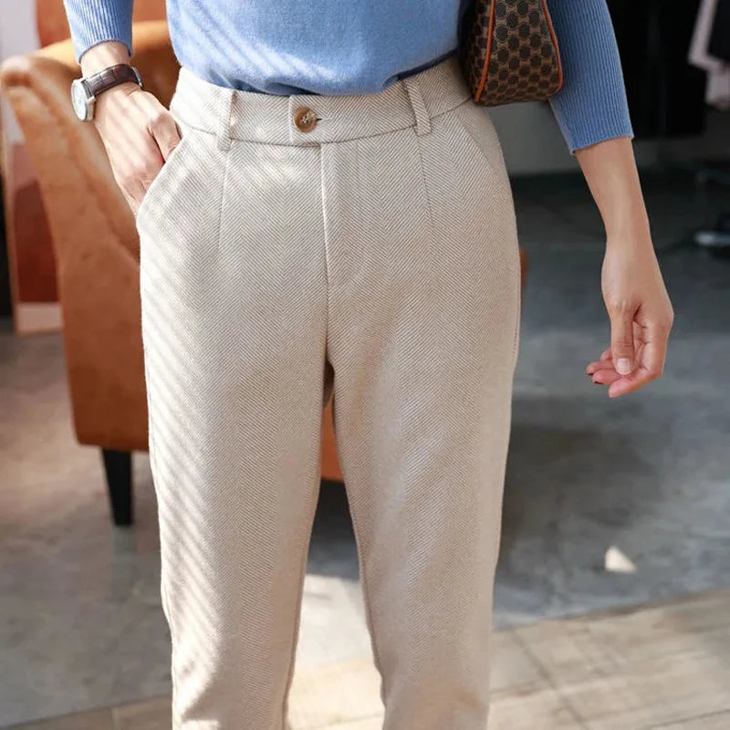 Pants 2024 Autumn Winter High Waisted Casual Suit Pants Office Lady Women Trousers