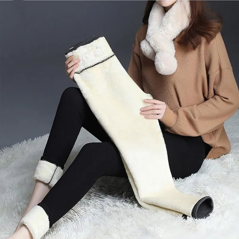 Winter Women Leggings Fleece Lined Keep Warm Pants High Waist Leggings Women Solid Comfortable