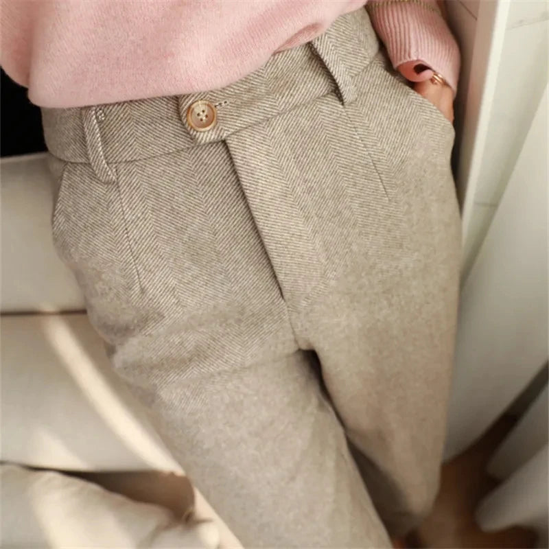 Pants 2024 Autumn Winter High Waisted Casual Suit Pants Office Lady Women Trousers