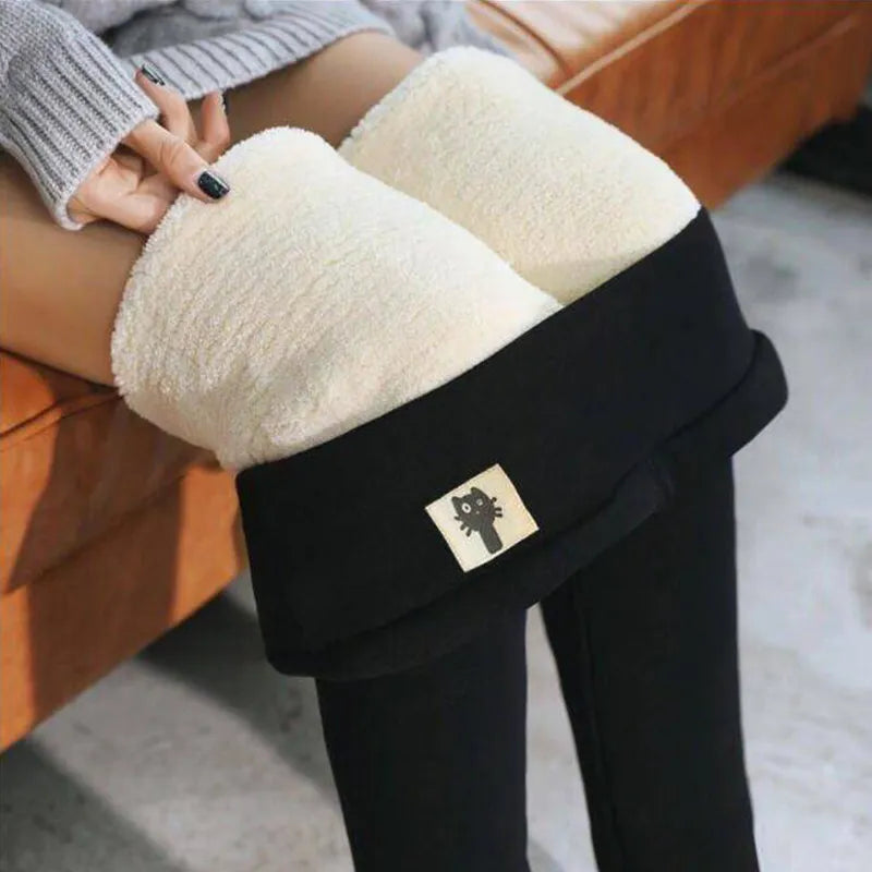 Winter Women Leggings Fleece Lined Keep Warm Pants High Waist Leggings Women Solid Comfortable