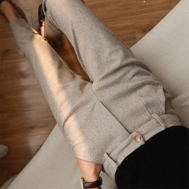 Pants 2024 Autumn Winter High Waisted Casual Suit Pants Office Lady Women Trousers