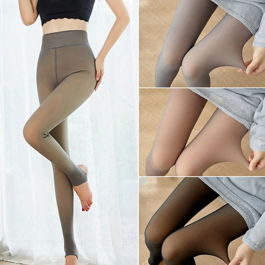 Warm Translucent Winter Plush Sock Pants Thermal Stockings Woman Polar