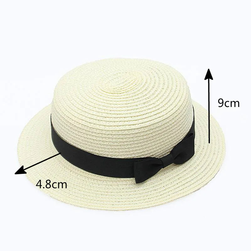 Hat Female Casual Lady Women Flat Brim Straw Cap Girls