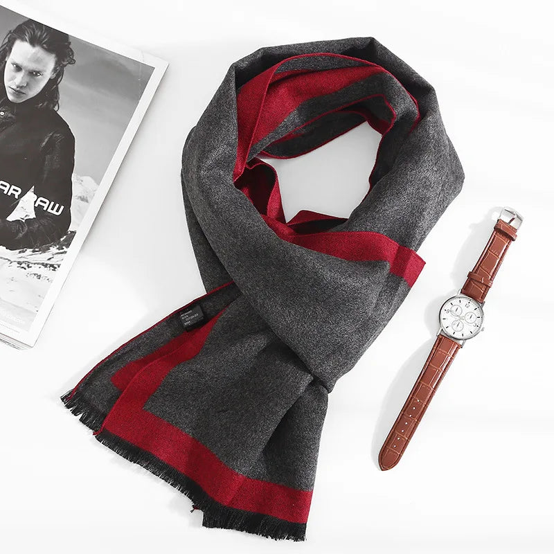 Man Autumn Winter Thick Warm Cashmere Business Long Wraps Boy Classic Shawl Free Shipping muffler