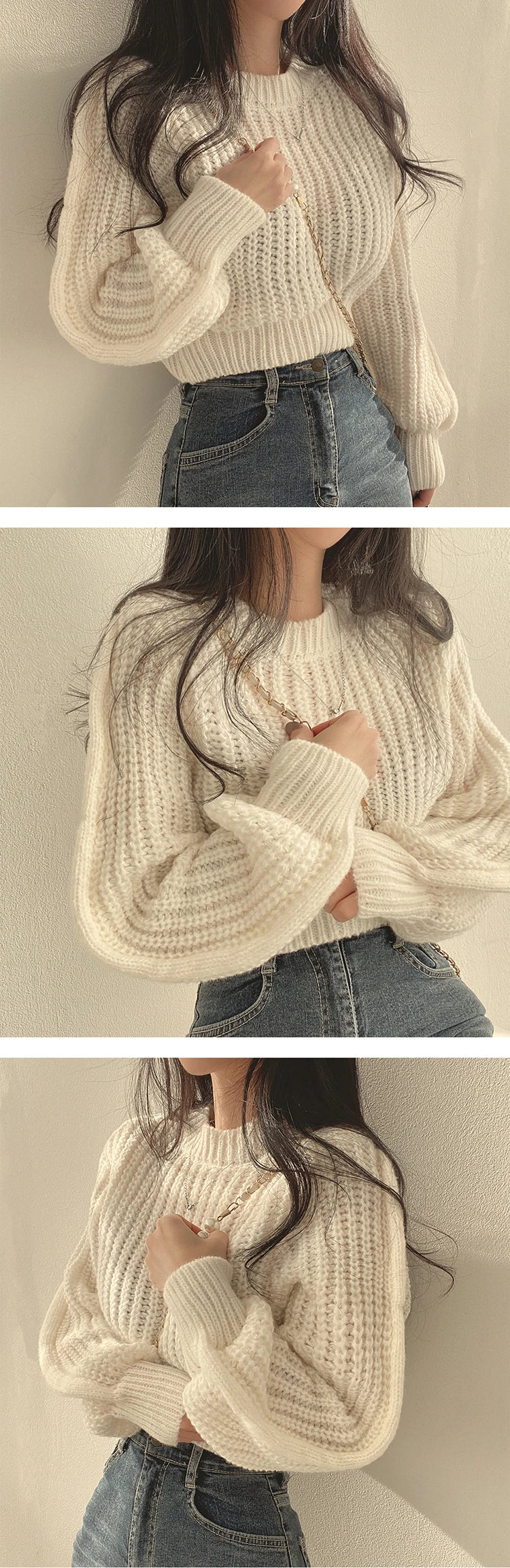 Loose Vintage Long Sleeve Women Sweater Korean Soft Warm Tops