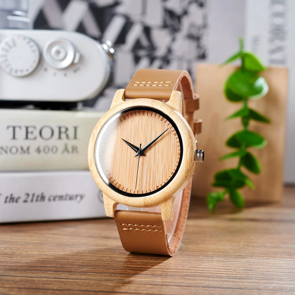 Watch Women Watches Men Bamboo Wood Couple Wristwatches Gifts Items Drop Shipping