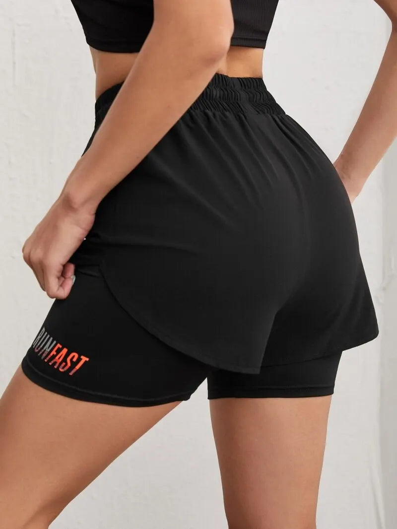 Women's High Rise Yoga Shorts With Elastic Proximity Control Running Shorts