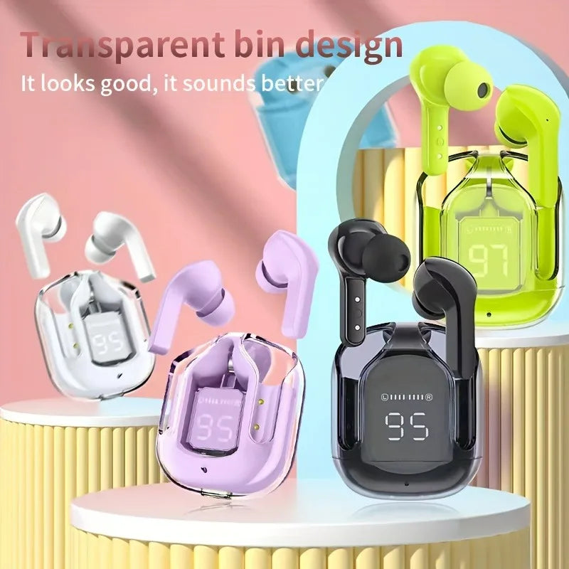 Original Wireless Bluetooth Earphone Transparent Headphones LED Power Digital Display Stereo Sound Earphones for Xiaomi