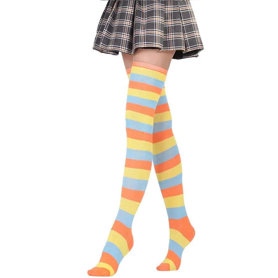 Woman Cosplay Stockings Orange Strips Long Socks Over Knee Thigh High Socks Women