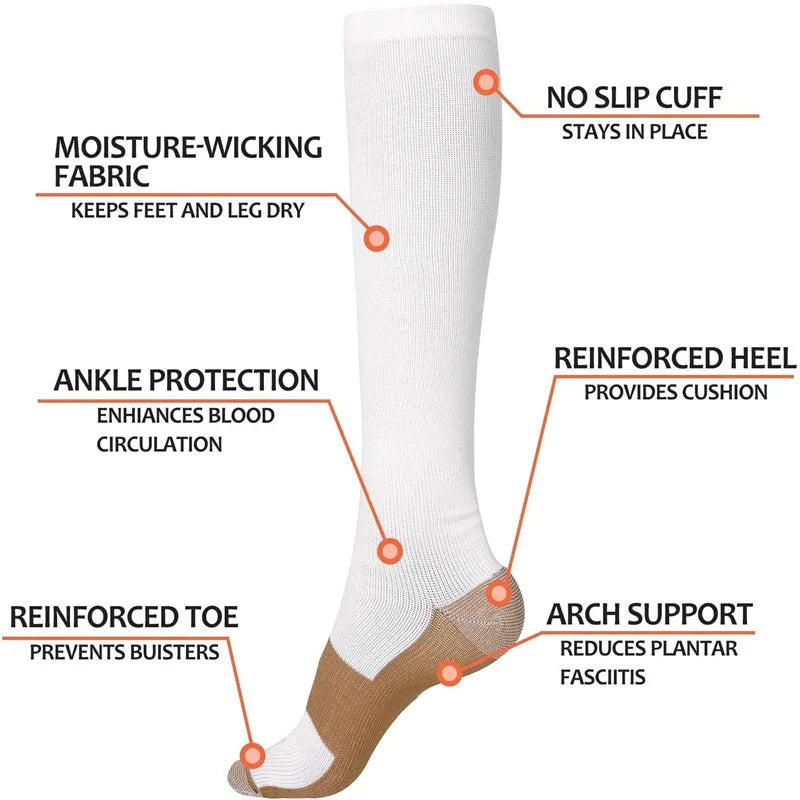 Unisex Compression Sports Socks for Hiking, Running & Training - High-Performance Elastic Support