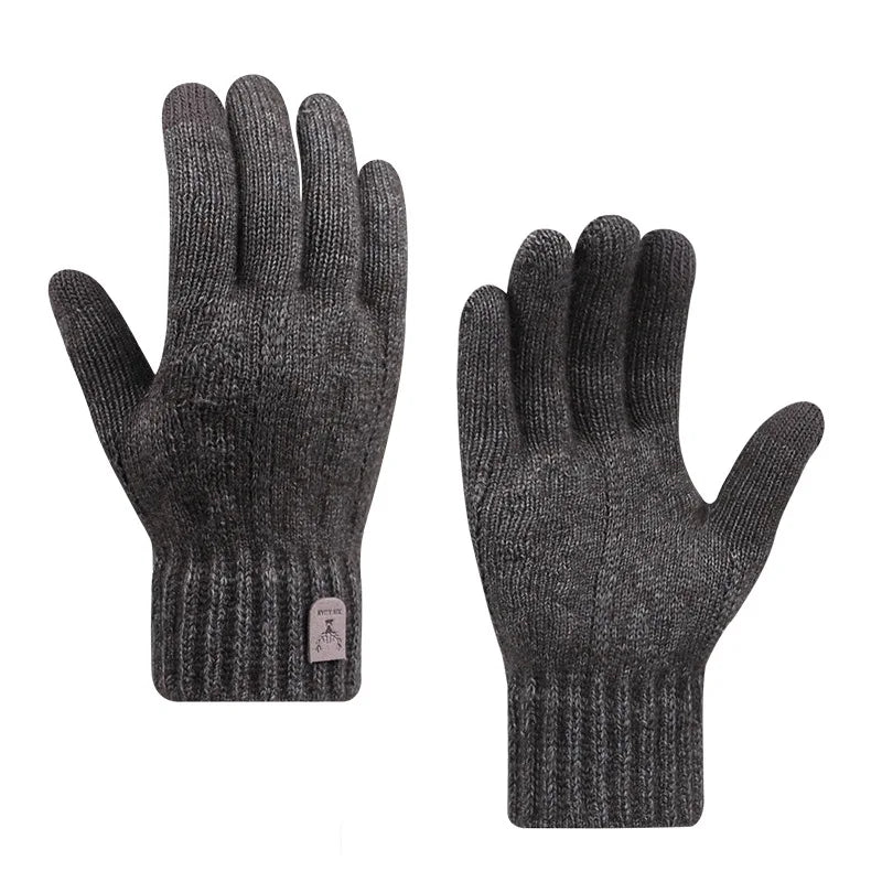 Men's Winter Touchscreen Gloves - Fleece-Lined Knitted Warmth with Cold Weather Protection