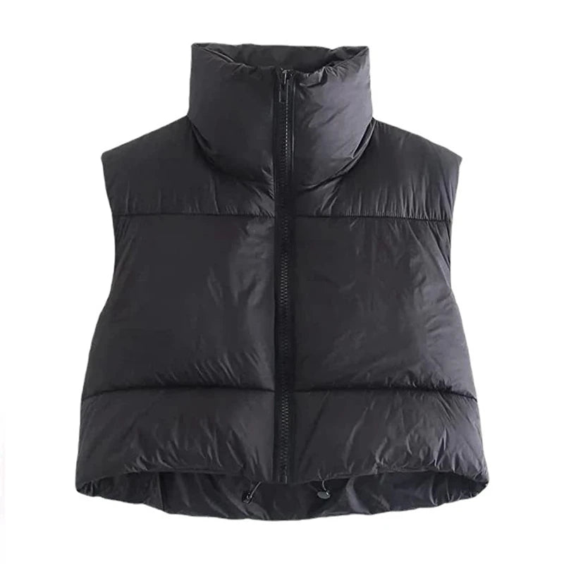 Autumn And Winter Women's Short Cotton Down Vest Short Stand-up Collar Warm Sleeveless