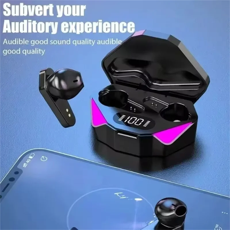 Wireless Bluetooth Headset LED Display Gamer Earbuds with Mic Wireless Headphones Noise Cancelling Bluetooth Earphones