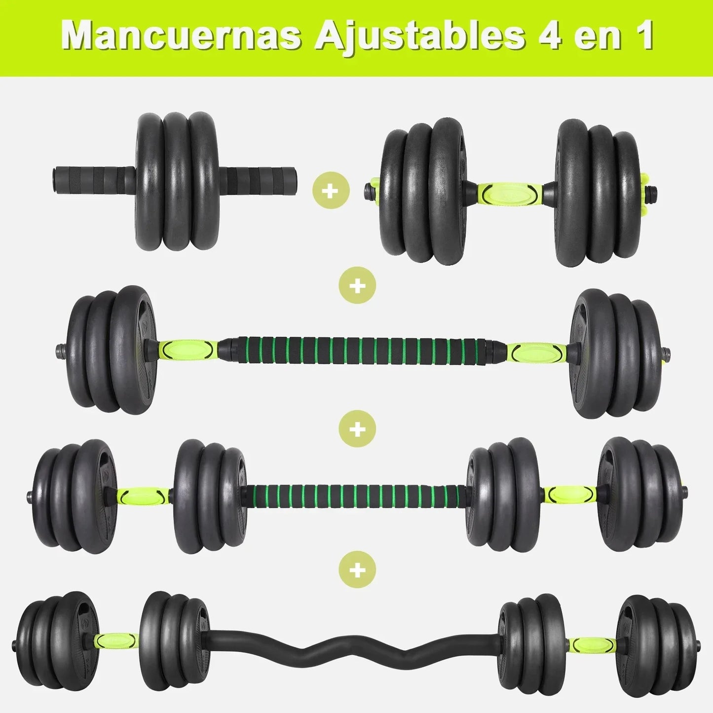 Multifunctional Adjustable Dumbbell Set 4 in 1, 10KG, 15KG, 20KG, 30KG