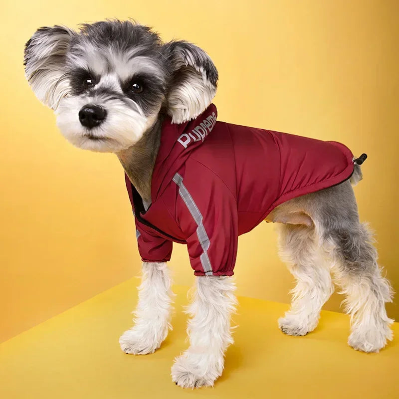 Pet Clothes Autumn Winter Pet Dog Reflective Waterproof Warm Coat Cotton Hooded Jacket