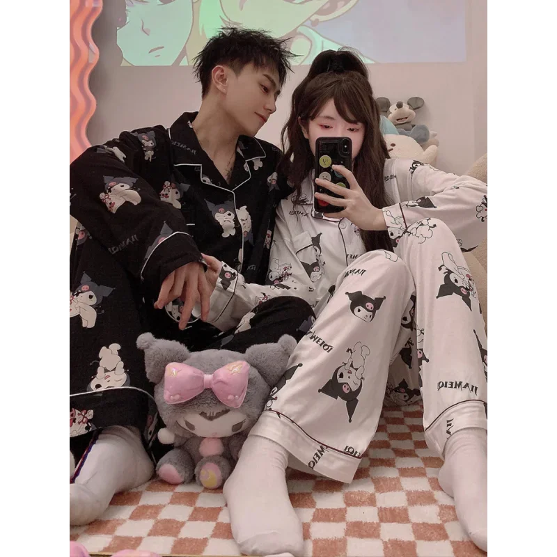 50% OFF Couple Pyjamas Autumn New Cotton Long Sleeve Pyjama Pants Set Men's and Women's Cartoon Sanrio Loungewear