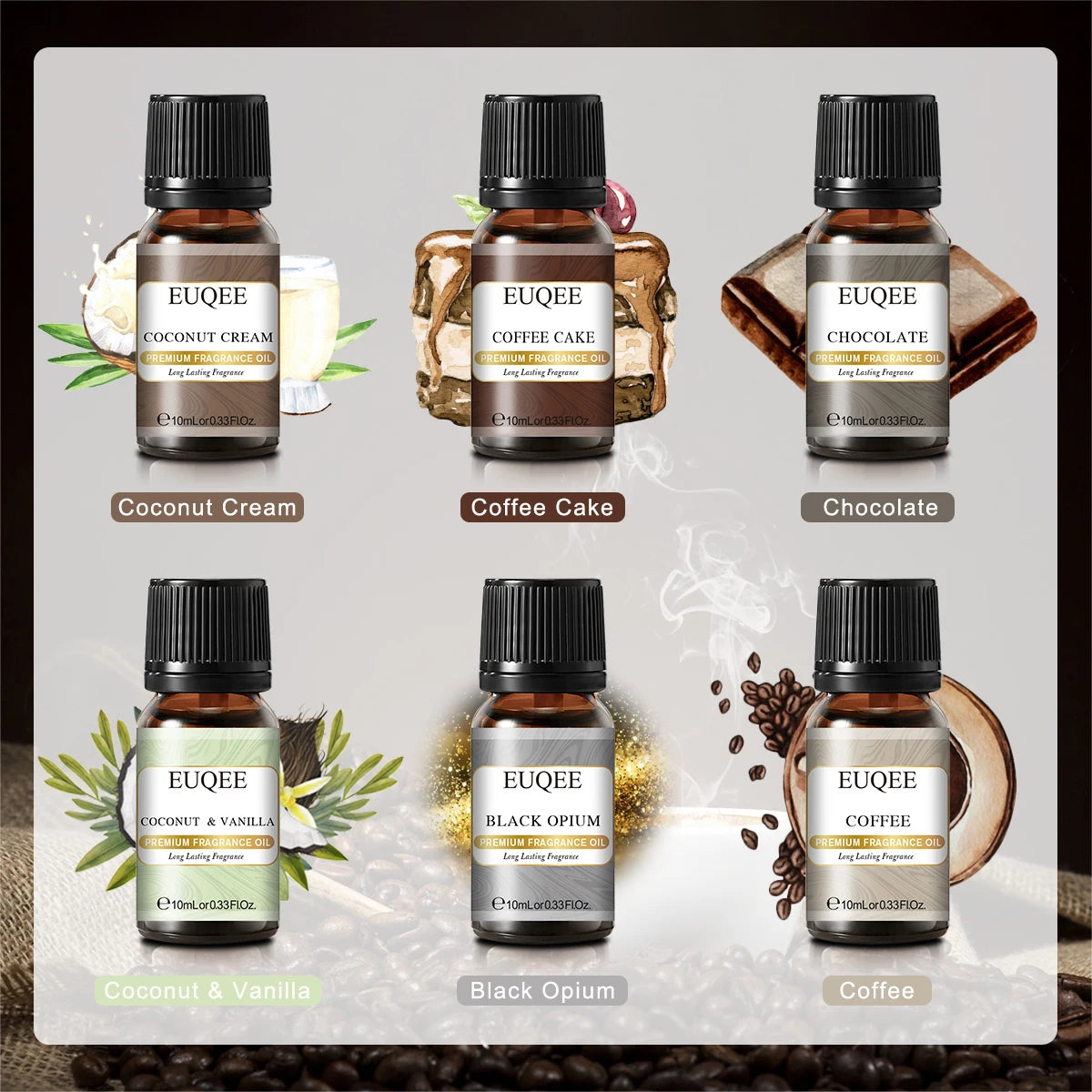 6pcs/set Fragrance Oil Gift Kit For Diffuser Coffee Bakery Harvest Spice Pumpkin Pie Forest Pine Sweet Fruit Aroma Oils