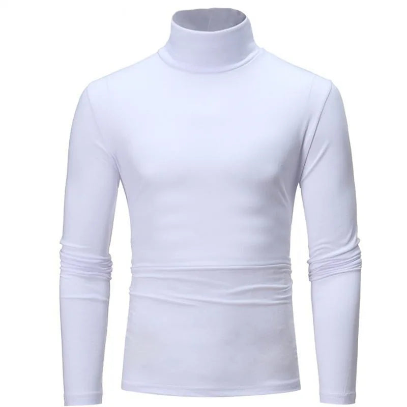 Autumn Winter Men's High Neck T-shirt Slim Fit Fashion High Elastic