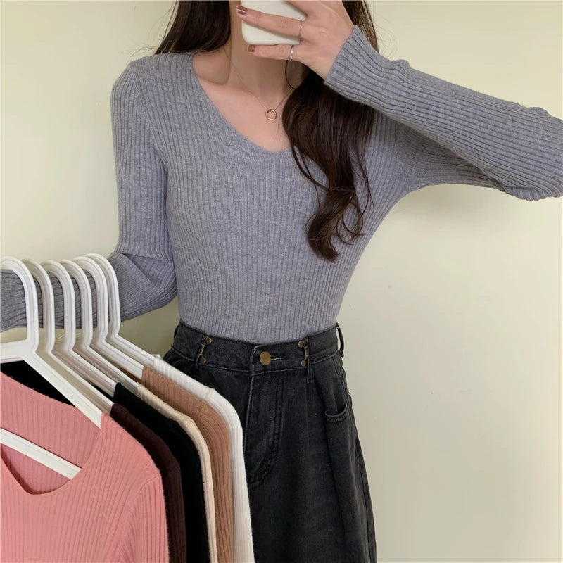 Autumn Winter Women Sweaters Casual Long Sleeve Knitted Pullover Sweater