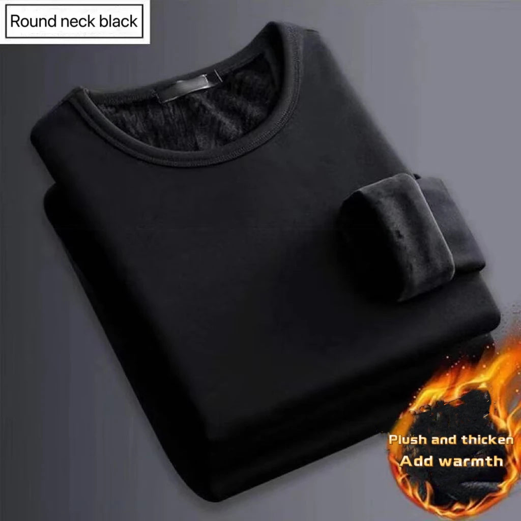 Men Thickening Velvet Warm Tops Men's Winter Long-sleeved Thermal