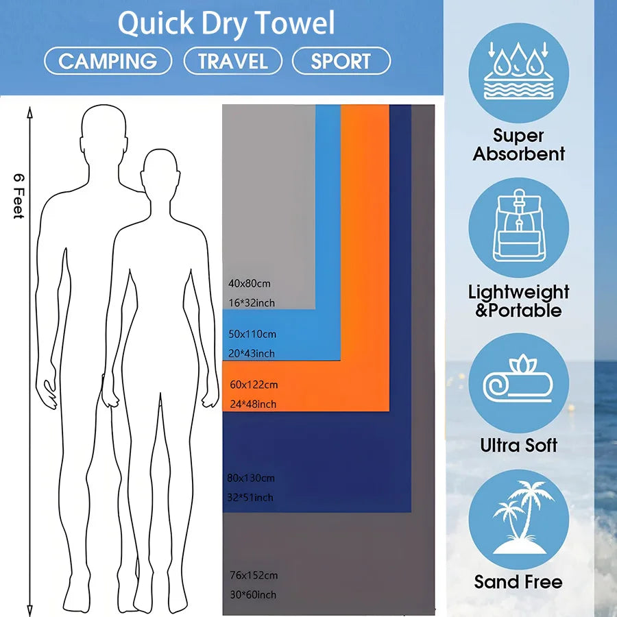 Travel Towel, Quick Dry Towel Super Absorbent Compact Lightweight l for Beach, Gym, Pool,  Bath, Yoga