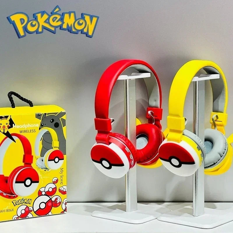 Anime Pokémon Pikachu Bluetooth Headphone Wireless Headsets Cartoon Stereo Headset Earphone