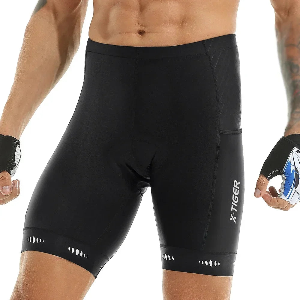 Men Cycling Shorts with Back Pocket Gel Padded Breathable MTB Bike Shorts