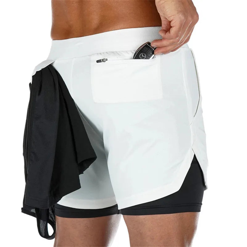 2023 Camo Running Shorts Men 2 In 1 Double-deck Quick Dry GYM Sport Shorts