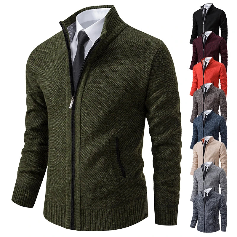 Autumn And Winter New Jersey Men's Casual Sports Coat Solid Colour Stand Collar