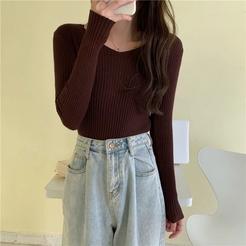 Autumn Winter Women Sweaters Casual Long Sleeve Knitted Pullover Sweater