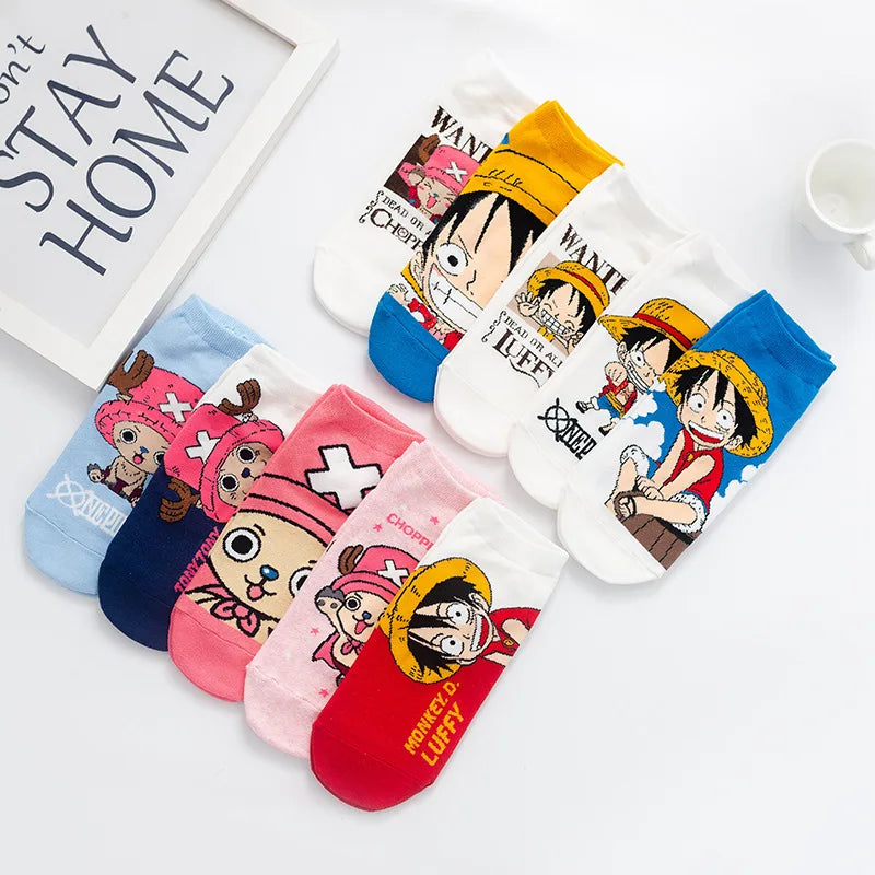 Anime One Piece Socks Luffy Chopper Short Socks Cartoon Autumn