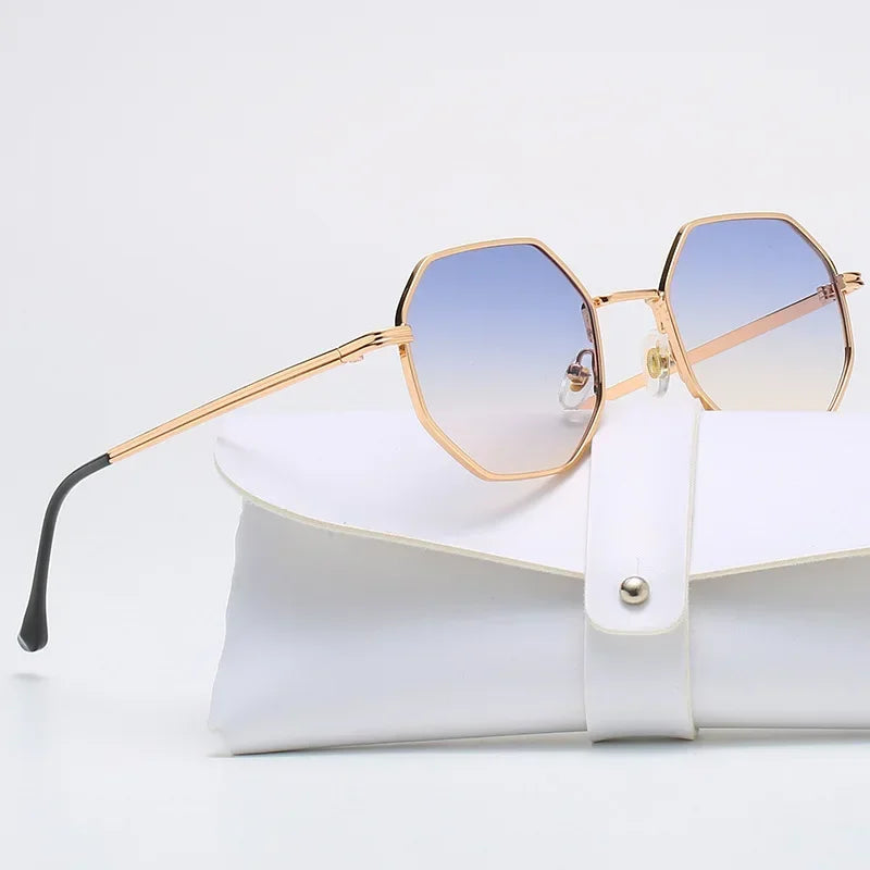 Fashion New Polygonal Metal Sunglasses Retro Ladies Glasses Classic Trend Luxury