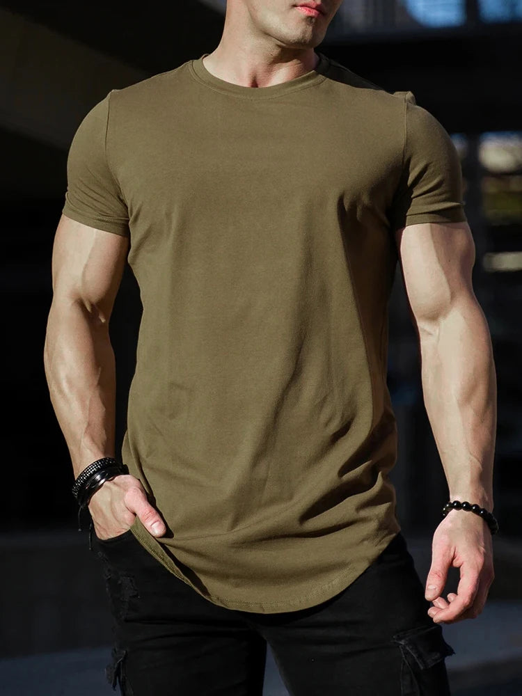 Men's Athleisure Workout short sleeve T-shirt High Quality cotton Men T-shirt