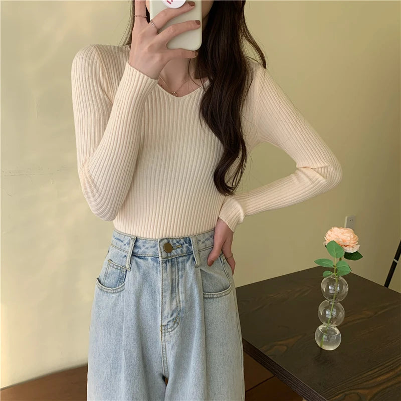 Autumn Winter Women Sweaters Casual Long Sleeve Knitted Pullover Sweater