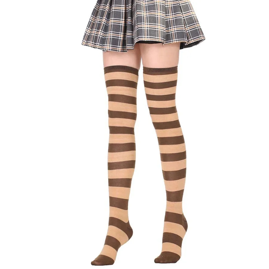 Woman Cosplay Stockings Orange Strips Long Socks Over Knee Thigh High Socks Women