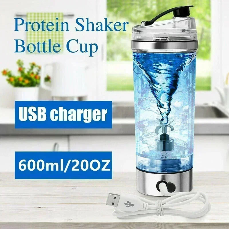 600ml Electric Protein Shake Stirrer USB Shake Bottle Milk Coffee Blender Kettle Sports and Fitness Charging Electric Shaker Cup