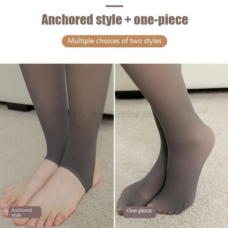 Warm Translucent Winter Plush Sock Pants Thermal Stockings Woman Polar