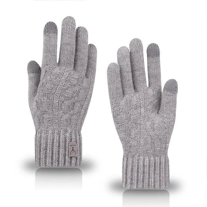 Men's Winter Touchscreen Gloves - Fleece-Lined Knitted Warmth with Cold Weather Protection