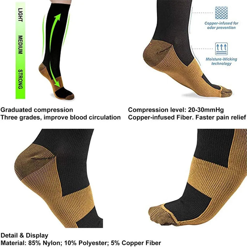 Unisex Compression Sports Socks for Hiking, Running & Training - High-Performance Elastic Support