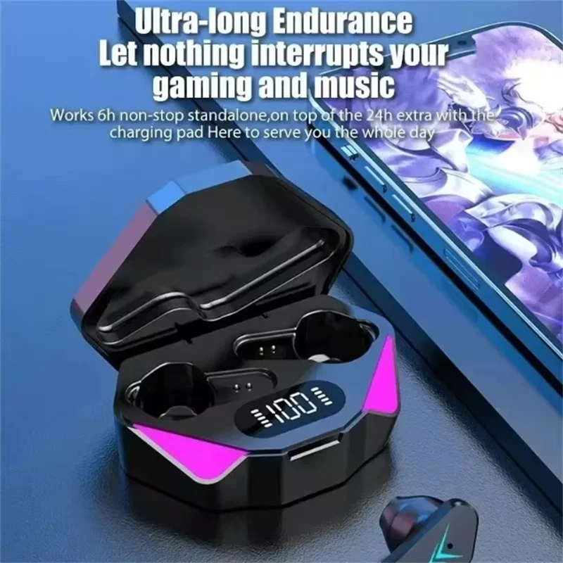 Wireless Bluetooth Headset LED Display Gamer Earbuds with Mic Wireless Headphones Noise Cancelling Bluetooth Earphones