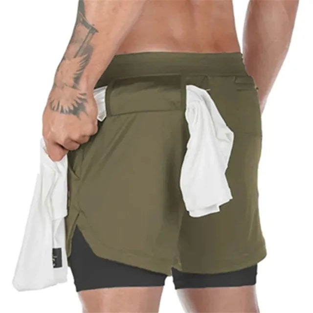 2023 Camo Running Shorts Men 2 In 1 Double-deck Quick Dry GYM Sport Shorts