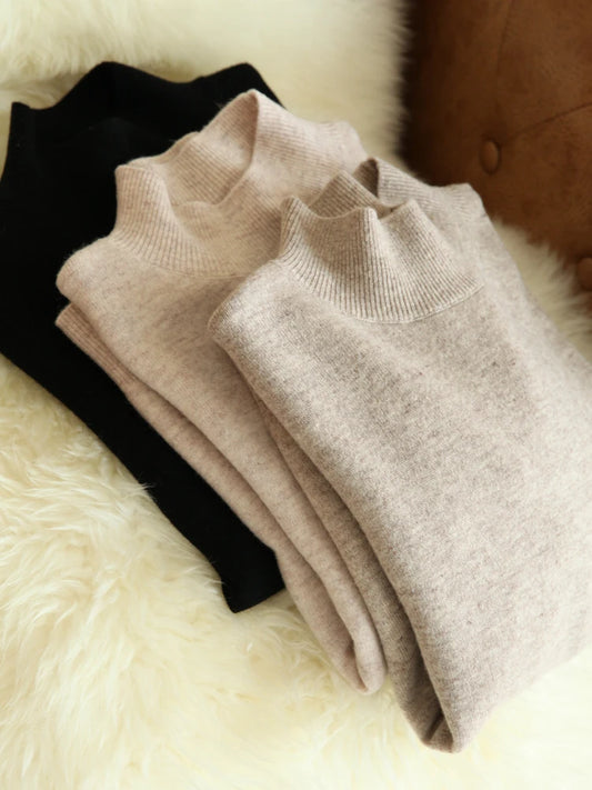 Autumn Winter chic Bottom Sweaters Women Fashion Turtleneck Pullover Slim Long Sleeve