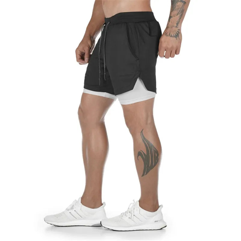 2023 Camo Running Shorts Men 2 In 1 Double-deck Quick Dry GYM Sport Shorts