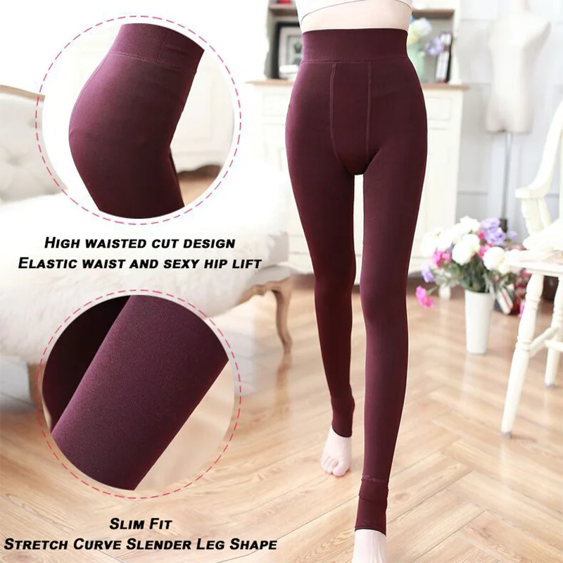 Winter Thermal Thicken Leggings Super Thick High Skinny Fitness Woman Pants