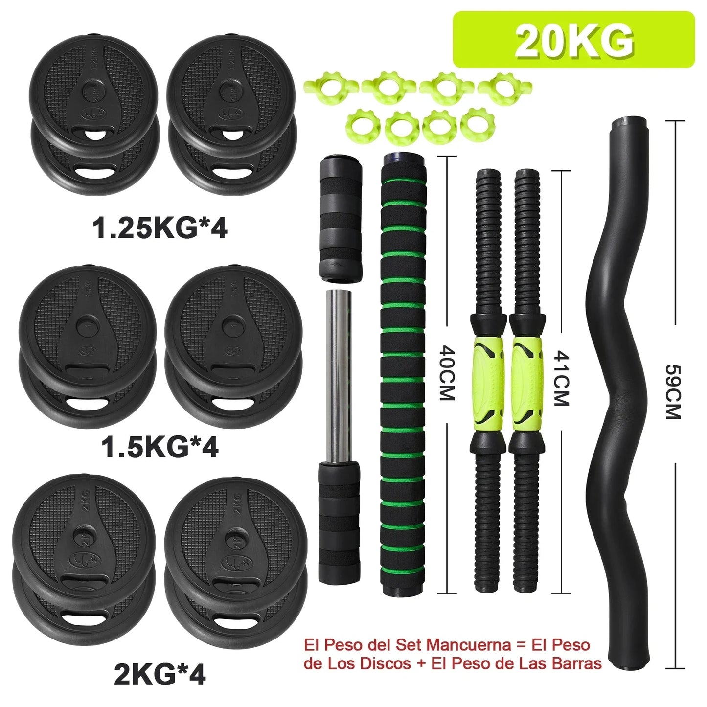 Multifunctional Adjustable Dumbbell Set 4 in 1, 10KG, 15KG, 20KG, 30KG