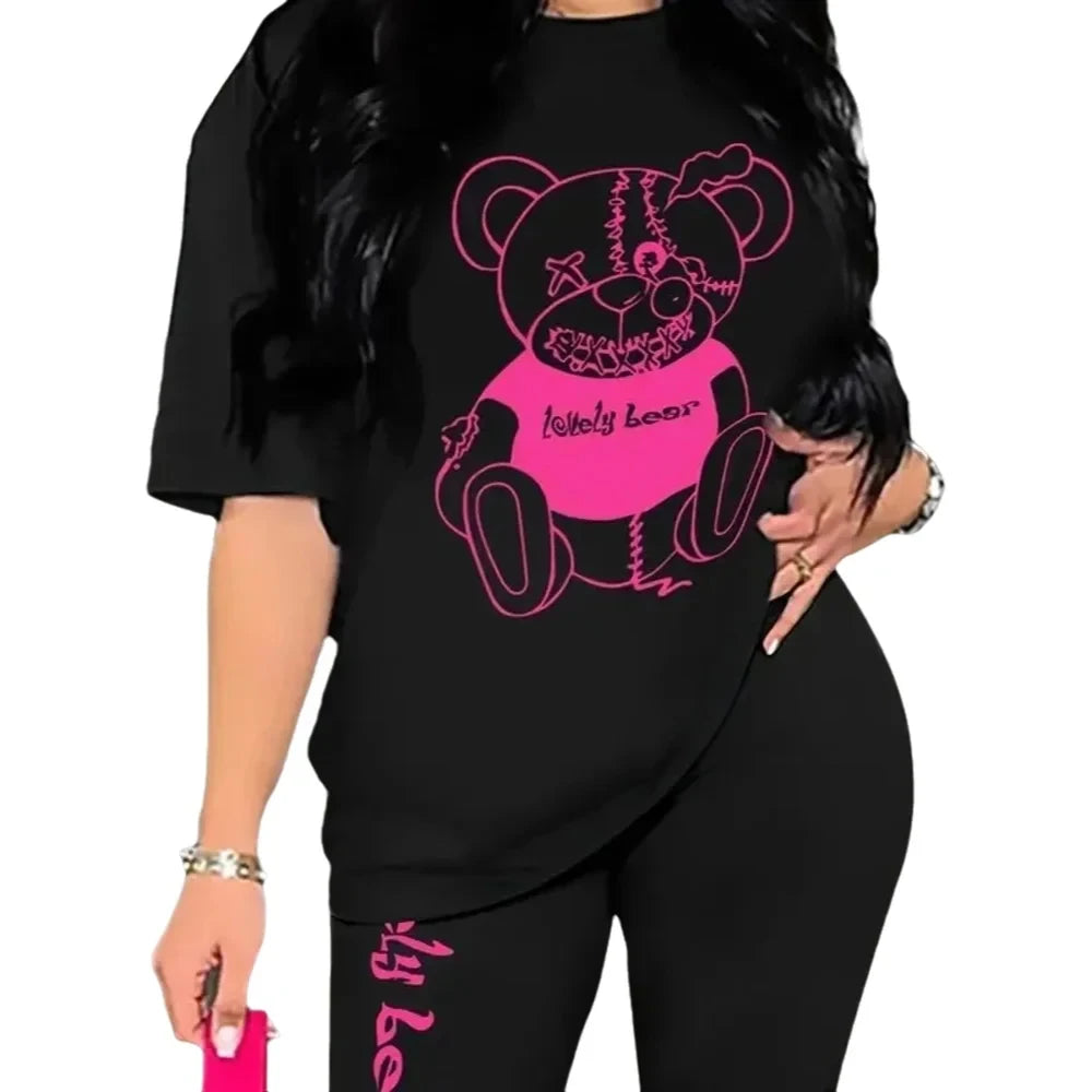 Funny Bear High Street Fashion Brand Short-sleeved T-shirts for Women