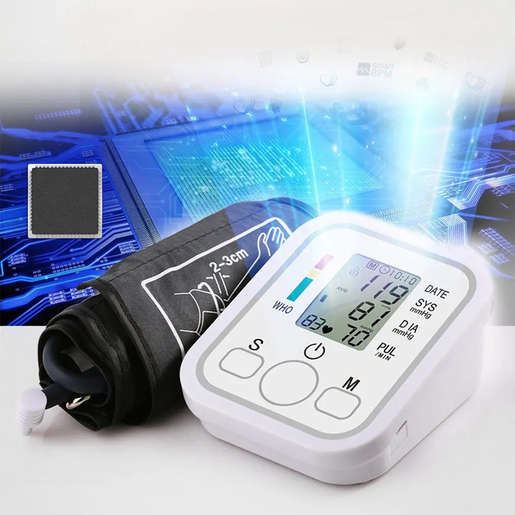 Digital Arm Blood Pressure Meter Cuff Medical Automatic Pressure Tonometer Heart Rate Pulse Meter BP Monitor Healthy