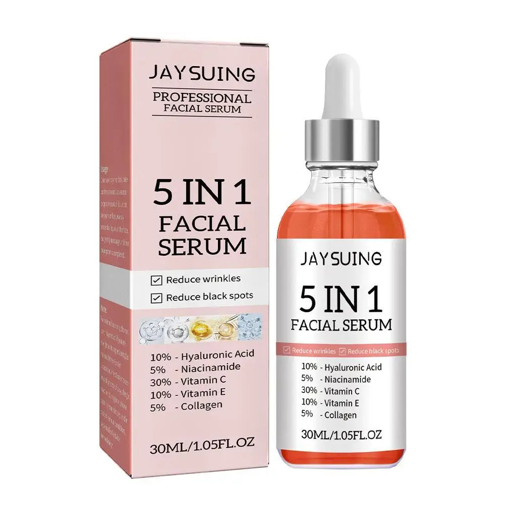 5 In 1 Fade fine lines Firming Face Serum Moisturizing brightening Vitamin C Hyaluronic Acid Facial Serum Shrink Pores Skin Care