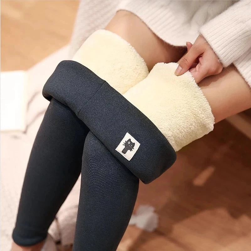 Winter Women Leggings Fleece Lined Keep Warm Pants High Waist Leggings Women Solid Comfortable