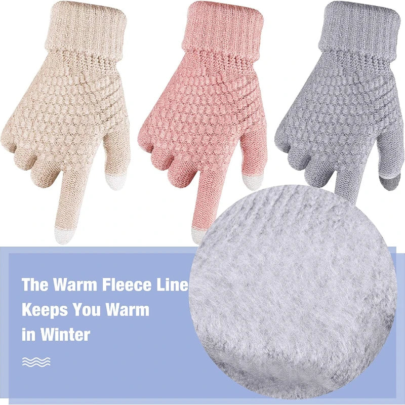 New Women Plush Thicken Touch Screen Gloves Adult Soft Warm